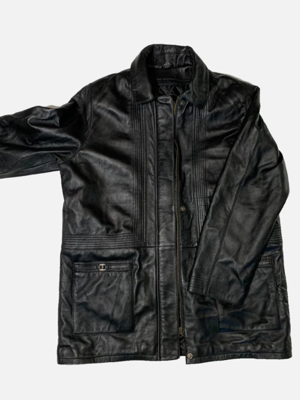 Vintage 90s Creations Jez Leather Jacket Mens XXL Car Coat Zip Out Vest Montreal